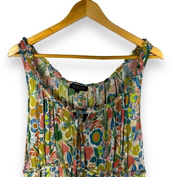Rachel Zoe Floral Print Flounced Tie Mini Dress, Multi Floral, Size Small - Picture 4 of 14